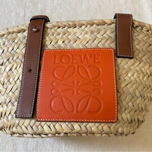 Loewe Woven Basket Bag in Tan and Orange